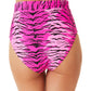 California Waves Junior's Topaz Tiger Banded High Waist Bikini Bottoms Swimsuit Pink