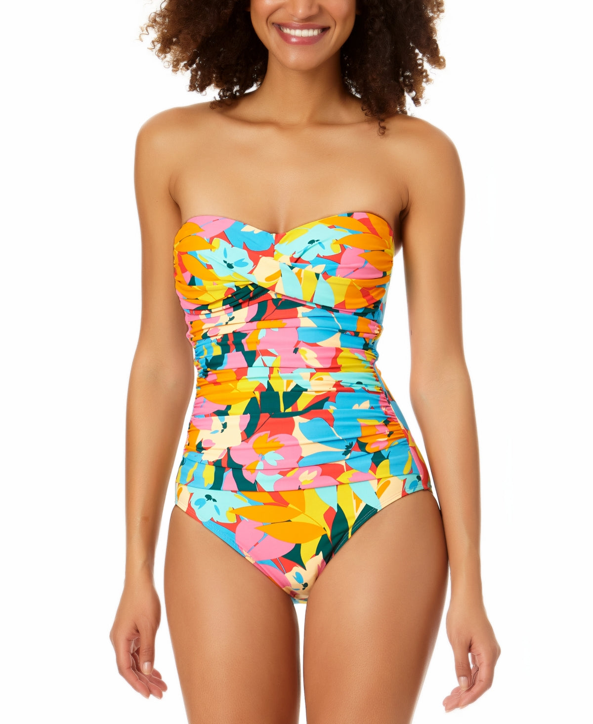 Anne Cole Women's Plumeria Twist Front One Piece Swimsuit Multicolor Size 6