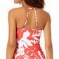 Anne Cole Women's Coastal Palm Printed High Neck Tankini Top Swimsuit Orange