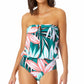 Anne Cole Women's Zesty Tropical Blouson One Piece Keyhole Swimsuit Green
