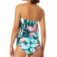 Anne Cole Women's Zesty Tropical Blouson One Piece Keyhole Swimsuit Green