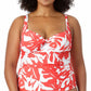 Anne Cole Women's Coastal Palm Printed Twist Underwire Tankini Top Swimsuit Orange