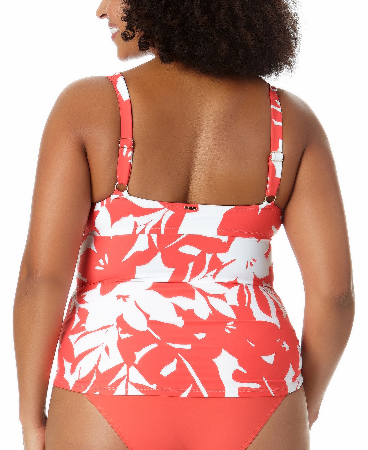 Anne Cole Women's Coastal Palm Printed Twist Underwire Tankini Top Swimsuit Orange