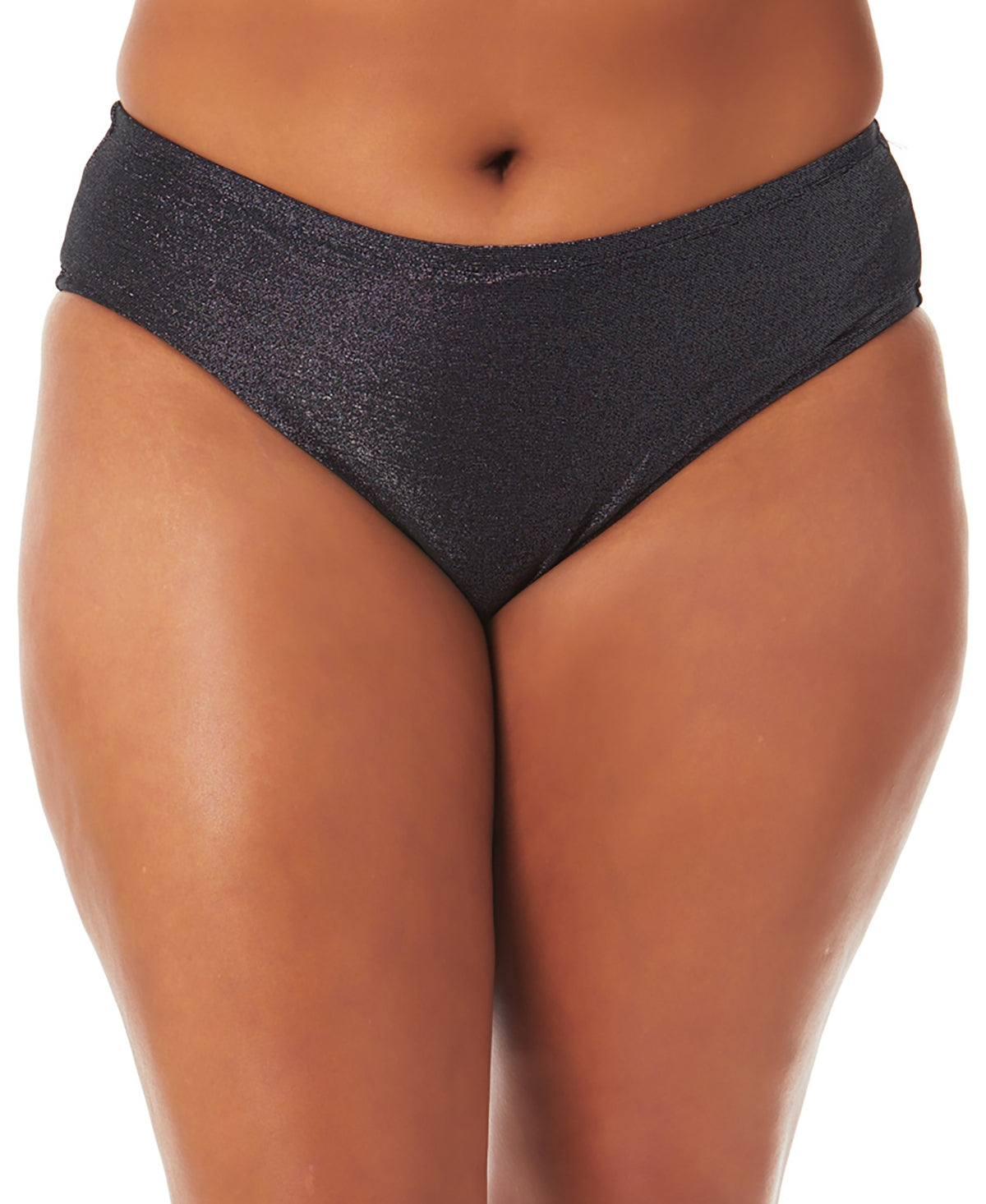 California Waves Women's Metallic Bikini Bottoms Swimsuit Black Size 2X