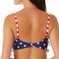 California Waves Junior's Classic Stars And Stripes Side Lace Up Bralette Bikini Top Swimsuit Blue