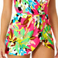 Anne Cole Women's Printed Surplice Front Swim Dress Swimsuit Pink