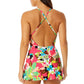 Anne Cole Women's Printed Surplice Front Swim Dress Swimsuit Pink