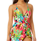 Anne Cole Women's Printed Surplice Front Swim Dress Swimsuit Pink