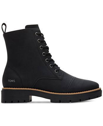 Toms Women's Alaya Lace-Up Lug Boot Black Size 8M