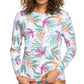 Roxy Women's Sea Skippin' Rashguard Swimsuit White Size Large