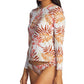 Roxy Women's Sea Skippin' Long Sleeve Rashguard Swimwear Brown Size X-Small