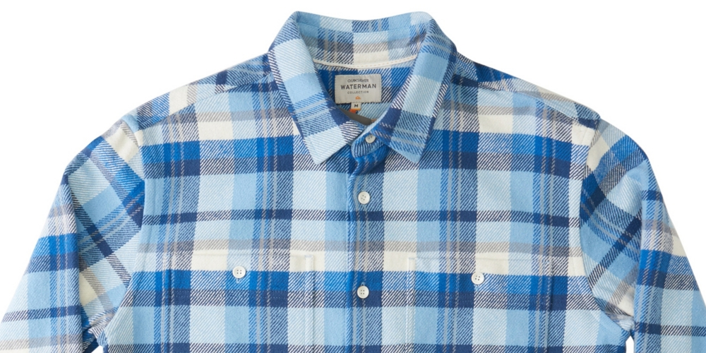 Quiksilver Waterman Men's Long Sleeve Thunder Sets Flannel Shirt Blue
