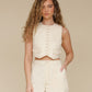 Avec Les Filles Womens Crewneck Cropped Vest Cream