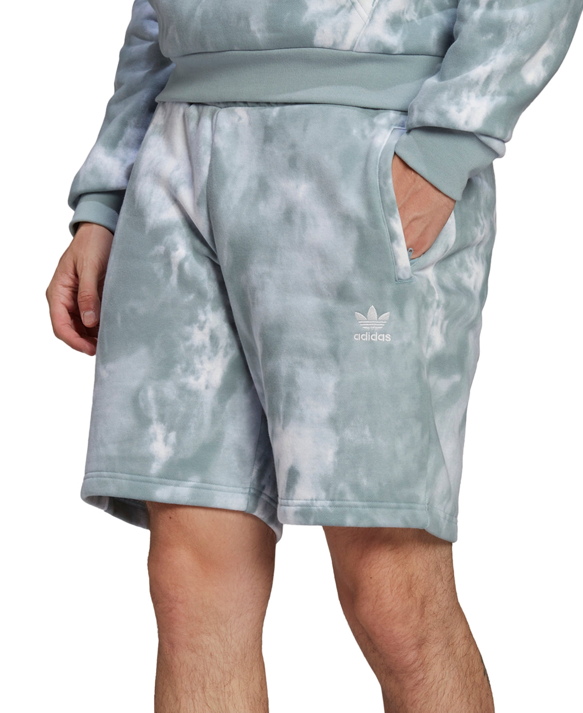 adidas Men's Adicolor Essential Tie Dye Sweat Shorts Gray Size Medium