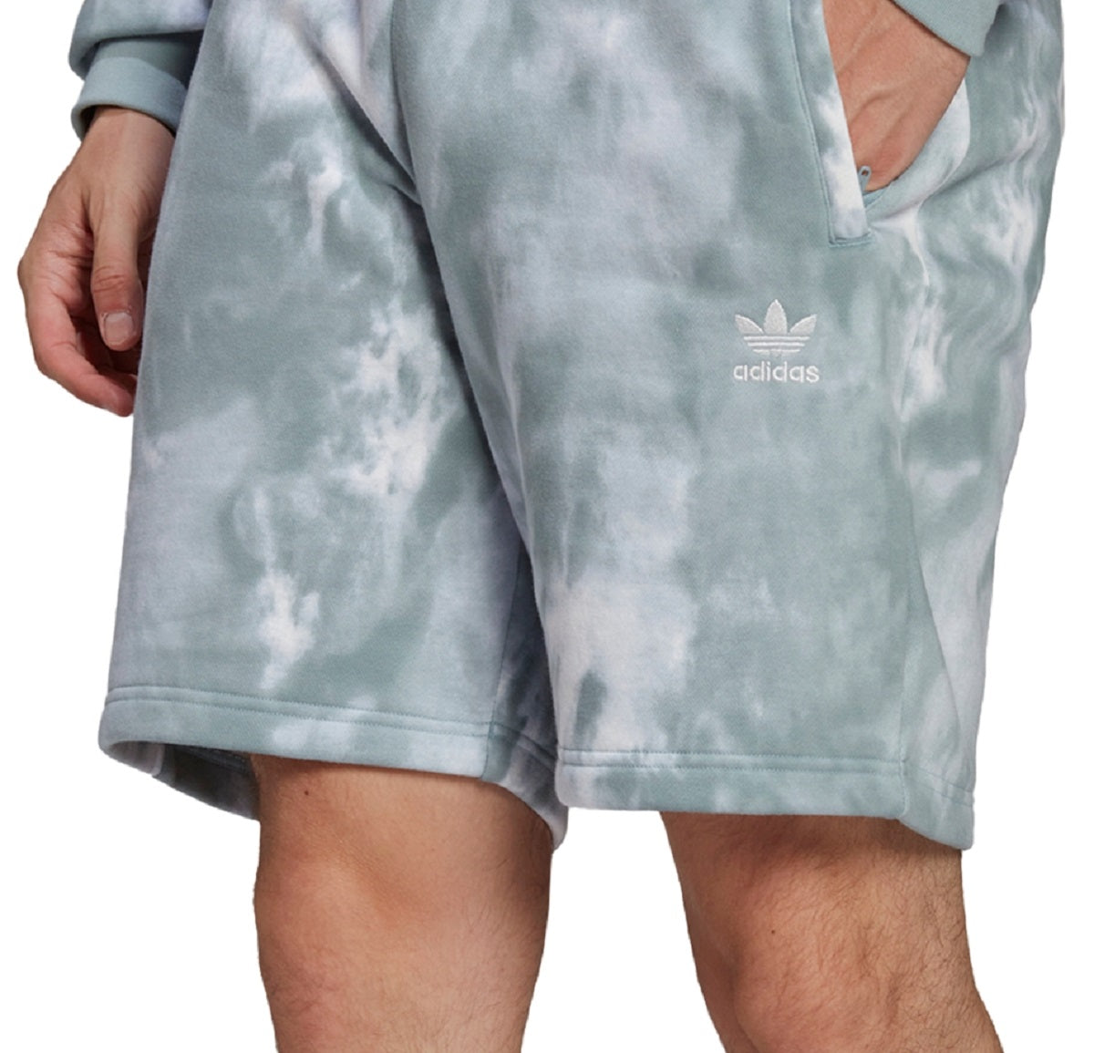 adidas Men's Adicolor Essential Tie Dye Sweat Shorts Gray Size X-Large