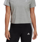 adidas Women's Cotton Cropped 3 Stripe T-Shirt Gray Size Small