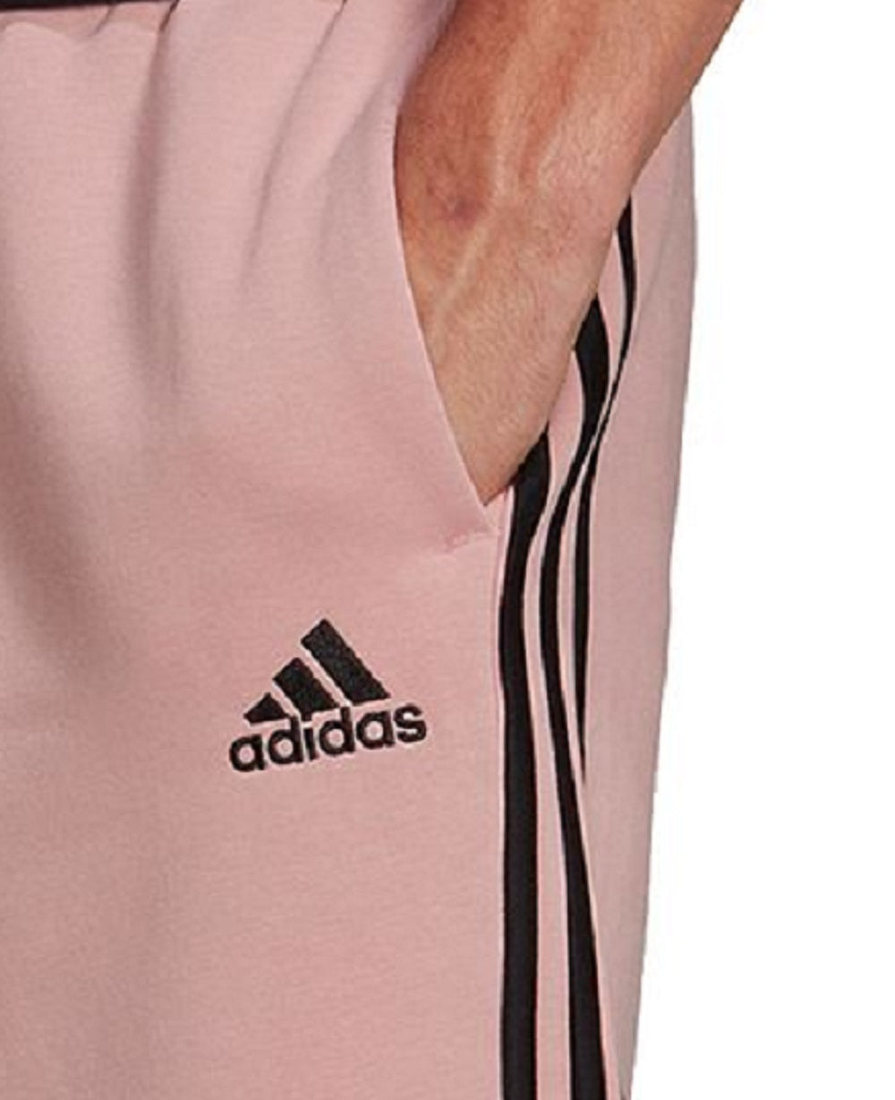 adidas Men's 3 Stripes 10 Fleece Shorts Pink Size Large