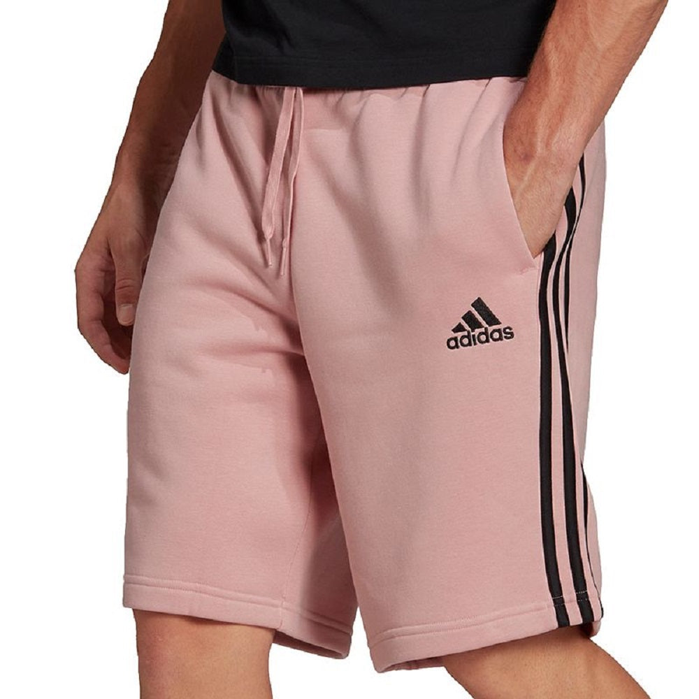 adidas Men's 3 Stripes 10 Fleece Shorts Pink Size XX-Large