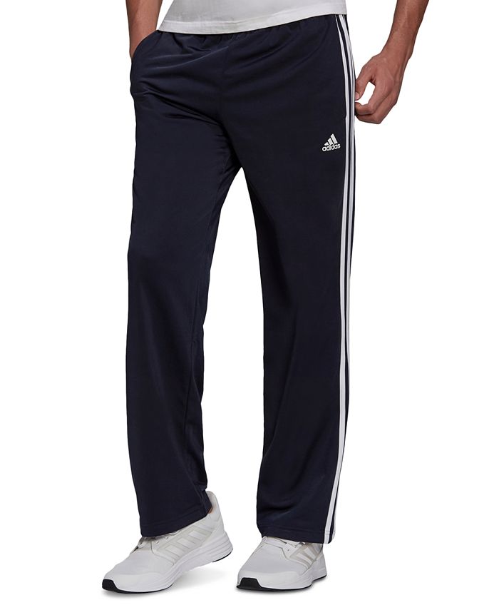 adidas Men's Primegreen Essentials Warm Up Open Hem 3 Stripes Track Pants Black Size Large