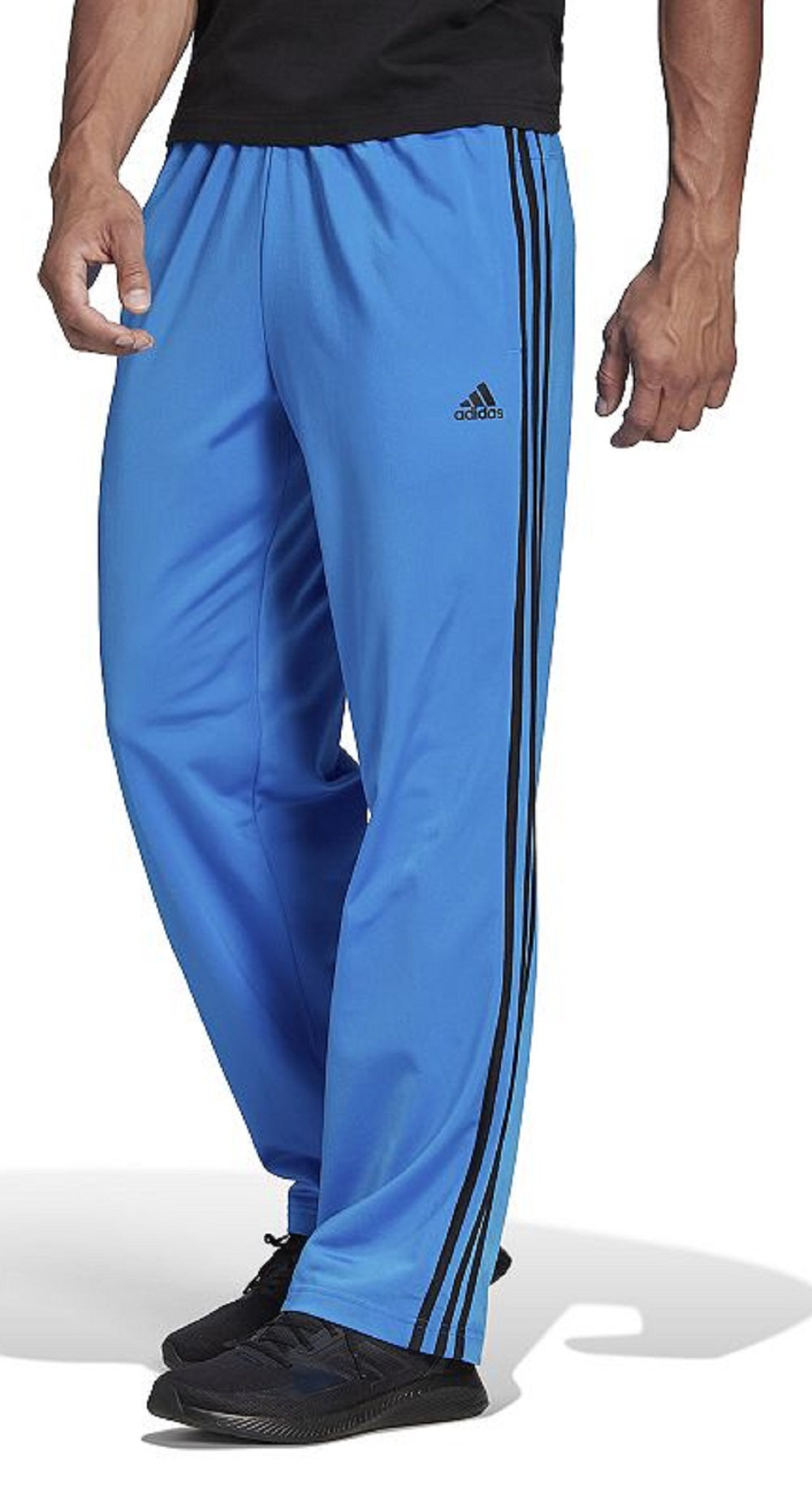 adidas Men's Primegreen Essentials Warm Up Open Hem 3 Stripes Track Pants Blue Size XX-Large