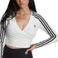adidas Women's 3 Stripes Long Sleeve Crop T-Shirt White Size Small