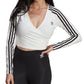 adidas Women's 3 Stripes Long Sleeve Crop T-Shirt White Size Small