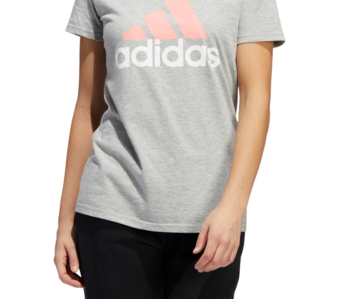 adidas Women's Badge Of Sport Logo Cotton T-Shirt Gray Size X-Large