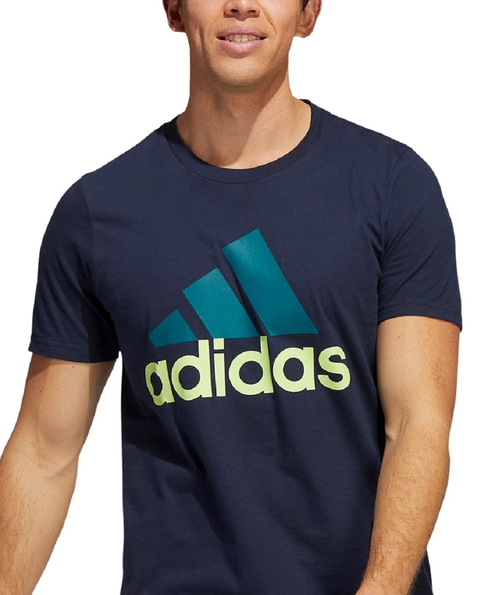 adidas Men's Badge Of Sport Logo T-Shirt Blue Size X-Large