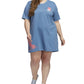 adidas Women's Botanical Graphic T-Shirt Dress Blue Size 1X