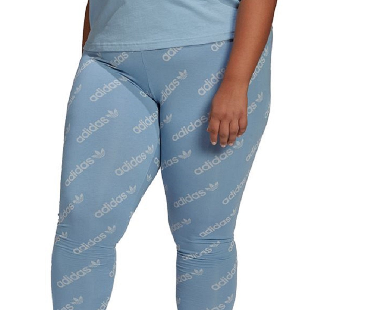 adidas Women's Printed Full Length Leggings Blue Size 2X