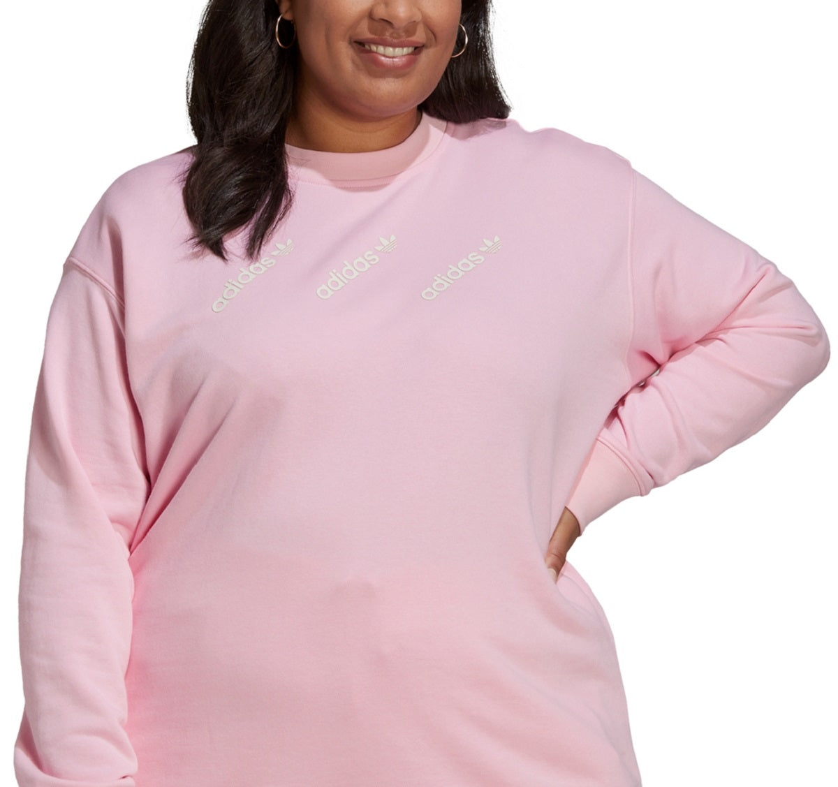 adidas Women's Crewneck French Terry Sweatshirt Pink Size 2X