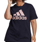 adidas Women's Floral Logo Graphic T-Shirt Blue