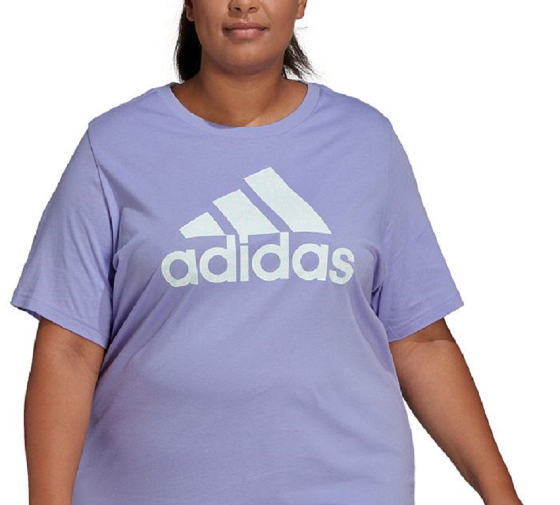 adidas महिलाओं की फ्लोरल लोगो ग्राफिक टी-शर्ट पर्पल साइज़4X