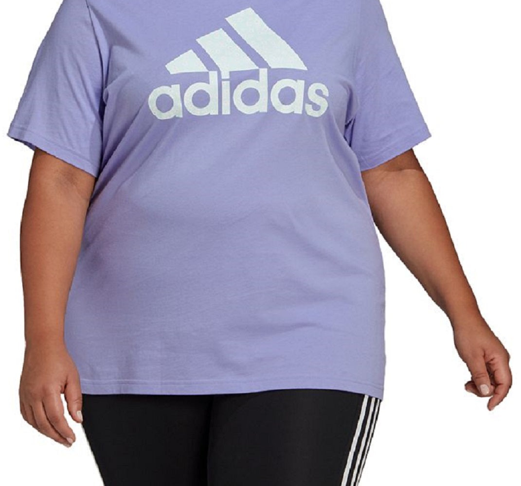 adidas महिलाओं की फ्लोरल लोगो ग्राफिक टी-शर्ट पर्पल साइज़4X