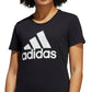 adidas महिलाओं के लिए मेटैलिक कॉटन लोगो टी-शर्ट काला बड़ा साइज़