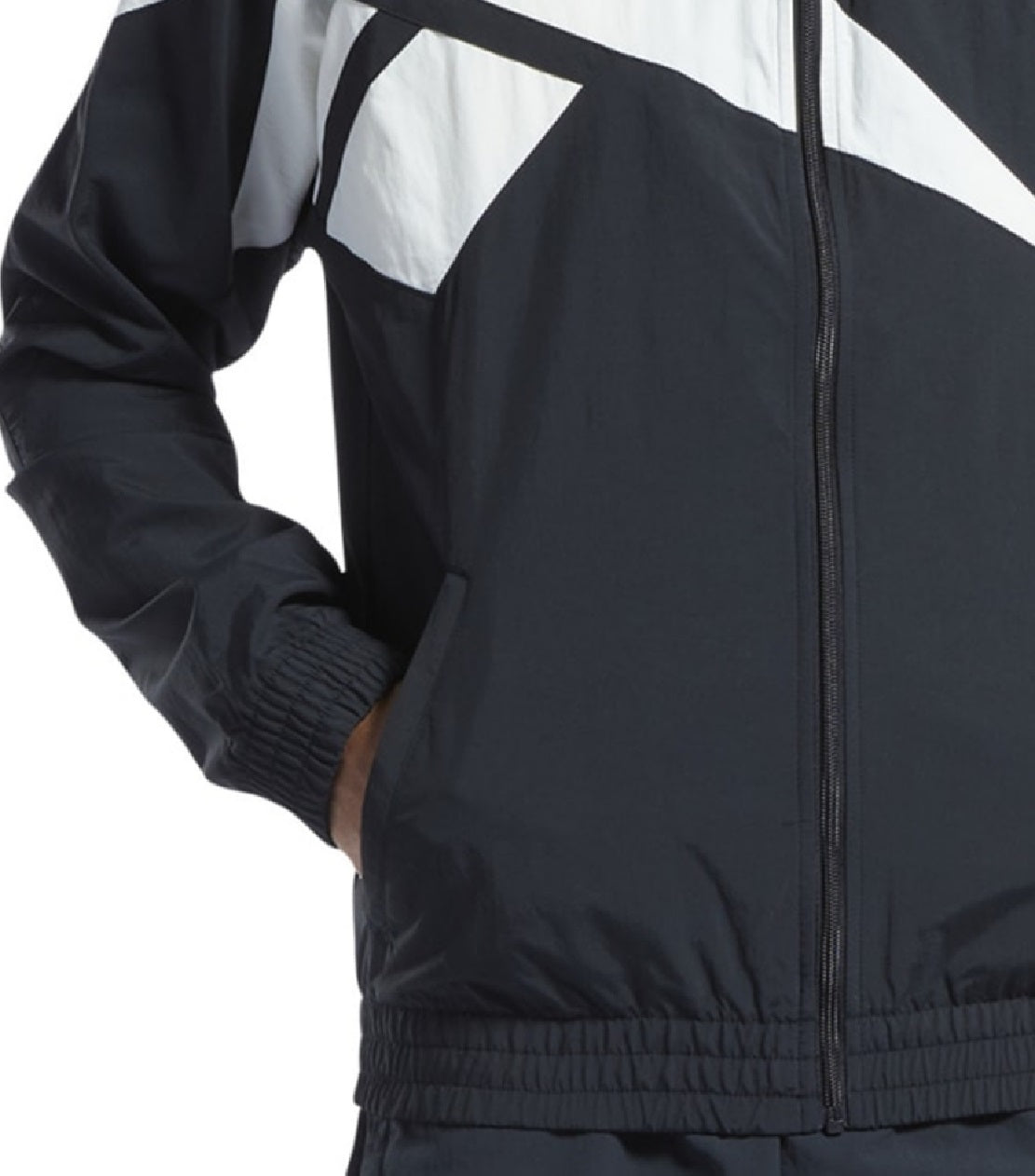 Reebok Men's Classics Vector Regular-Fit Logo Colorblocked Full Zip Track Jacket Black Size 2X-Large