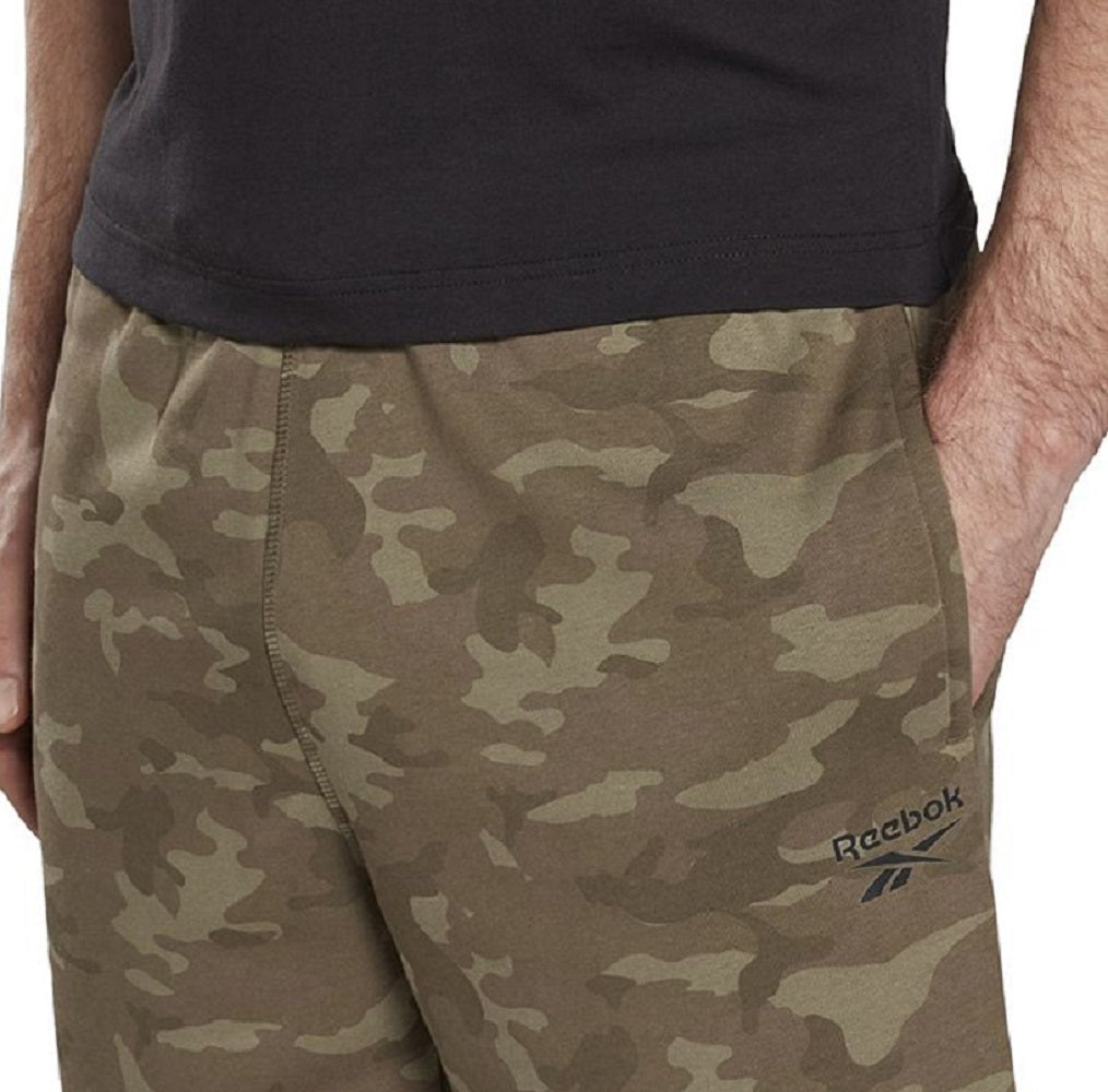 Reebok Men's Allover Camo Print Drawstring Shorts Green Size X-Large