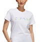 adidas Women's Cotton Tie Dye Logo T-Shirt White Size Large