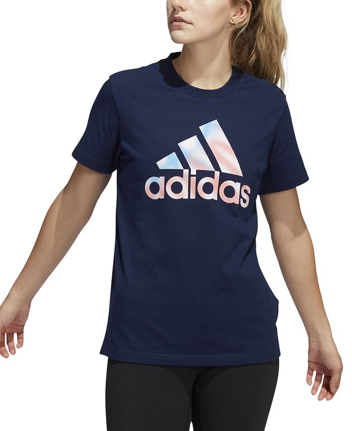 adidas Women's Americana Logo T-Shirt Blue Size Small