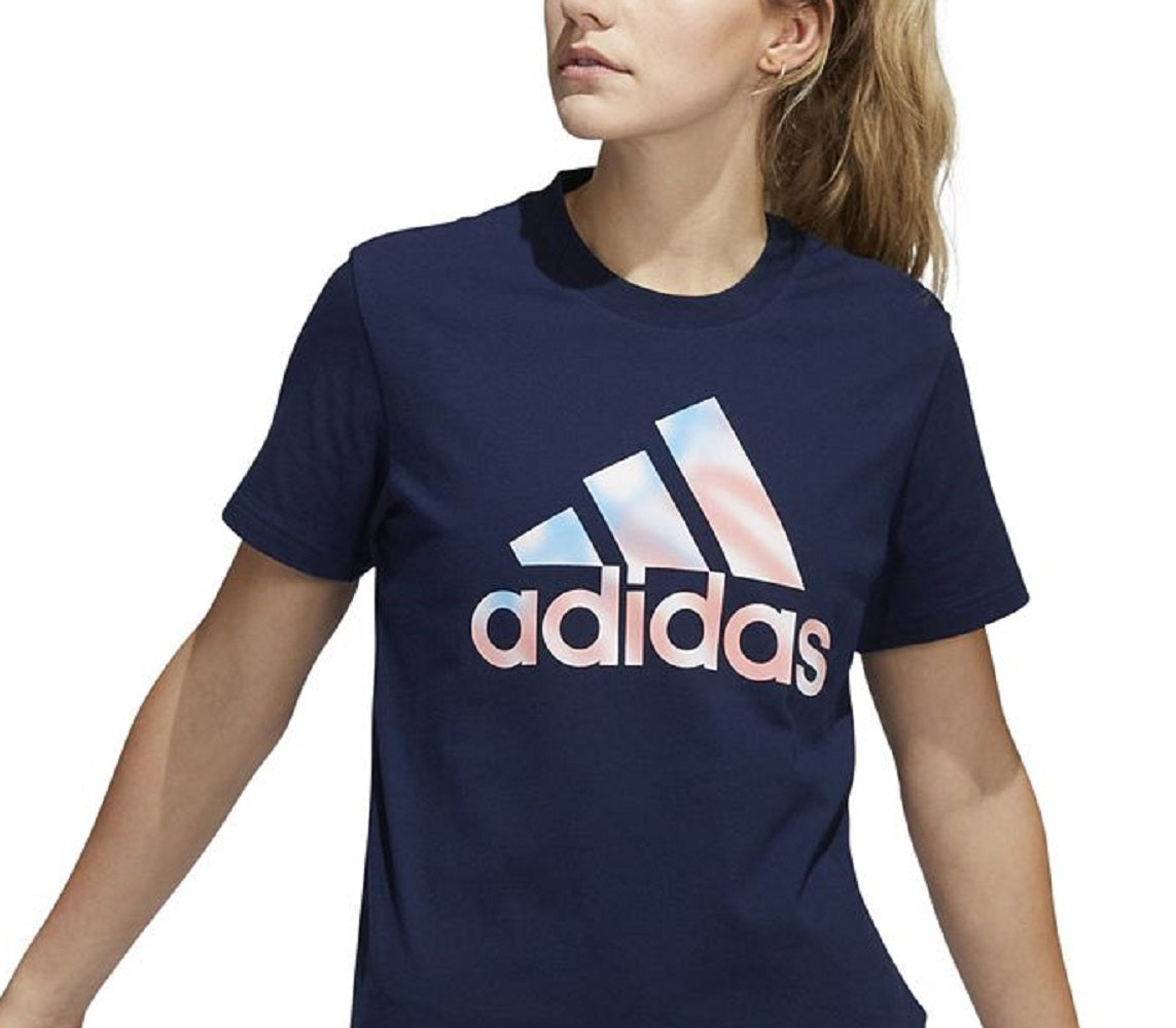 adidas Women's Americana Logo T-Shirt Blue Size Small