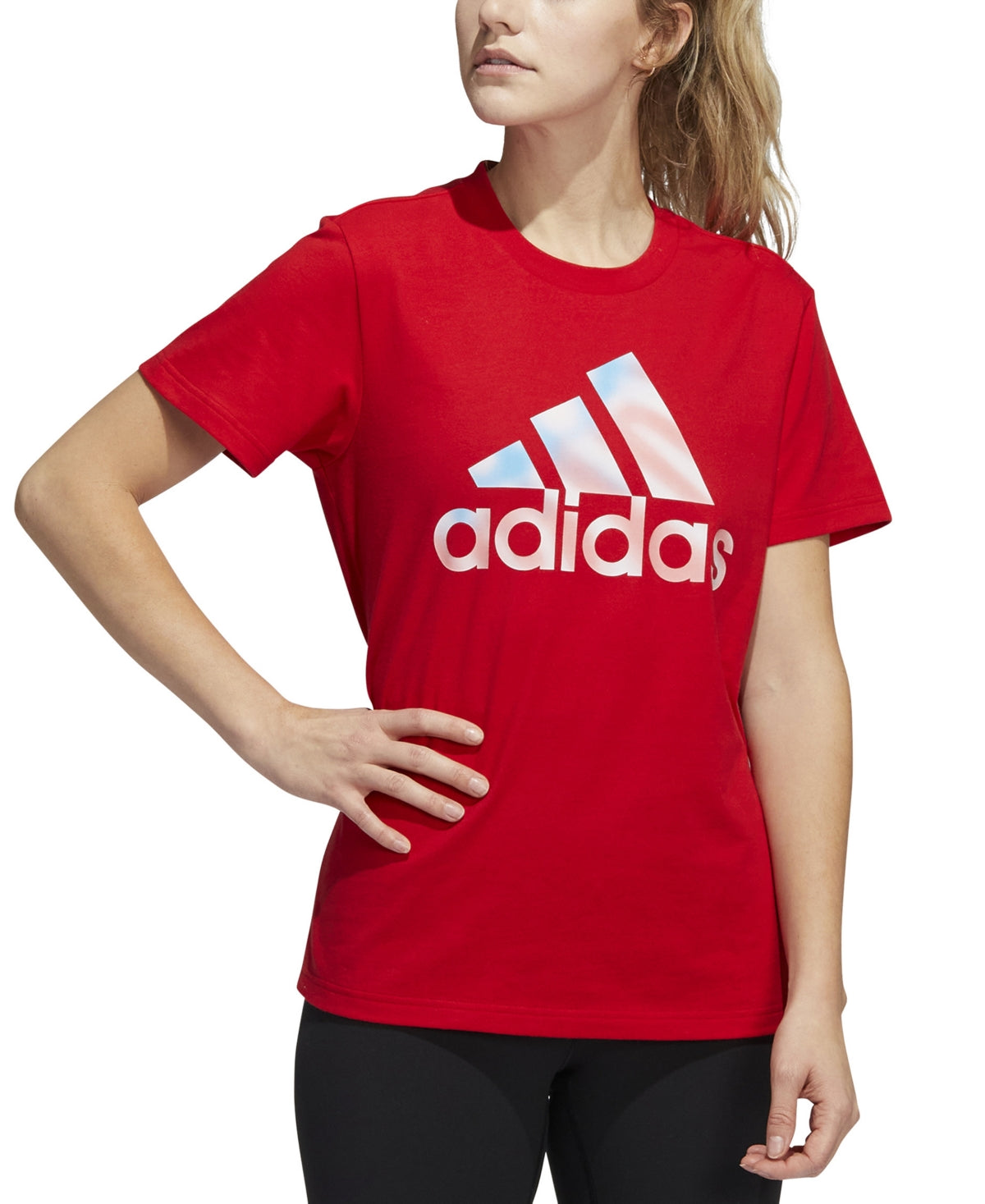 adidas Women's Americana Logo T-Shirt Red Size Large