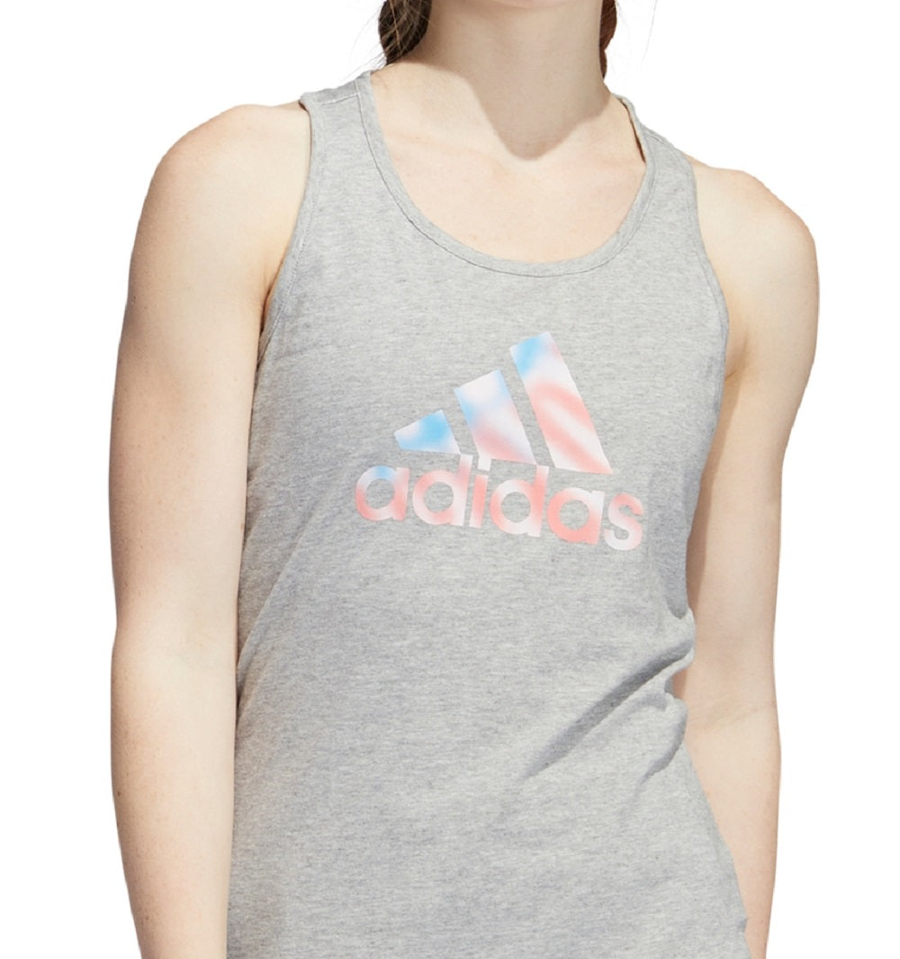 adidas Women's Cotton Logo Americana Tank Top Gray Size Large