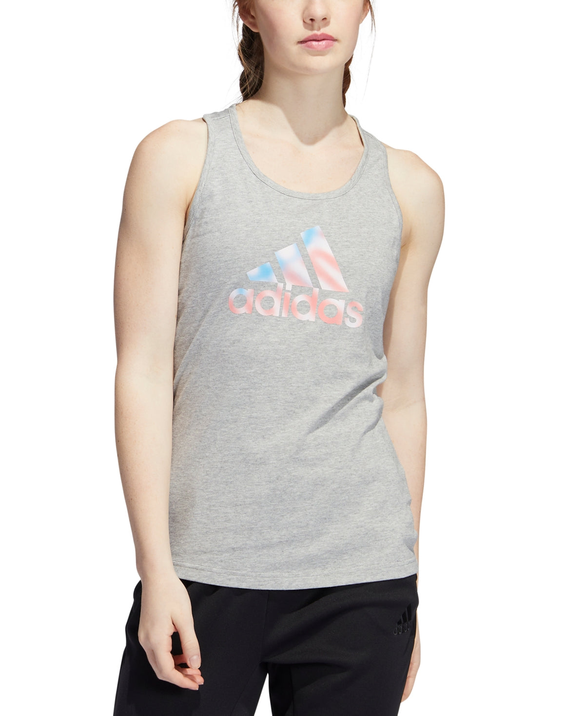 adidas Women's Cotton Logo Americana Tank Top Gray Size Small