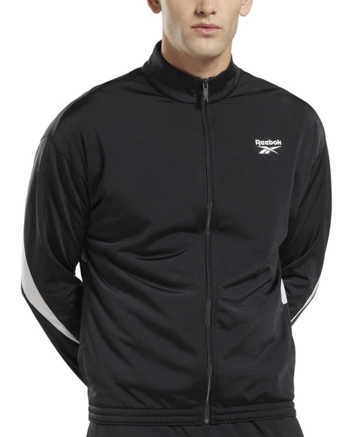 Reebok Men's Regular Fit Pieced Colorblocked Track Jacket Black Size Large