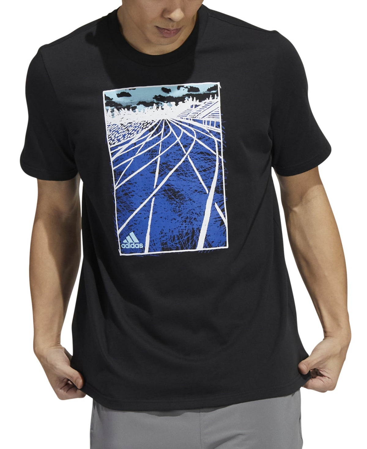 adidas Men's Sketch Track T-Shirt Black Size Large