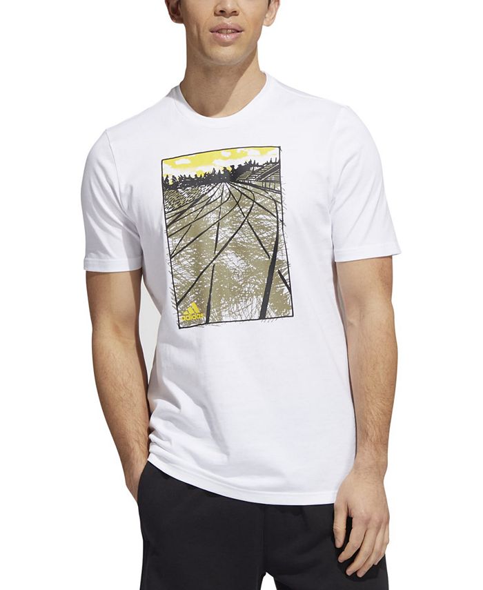 adidas Men's Sketch Track Graphic T-Shirt White Size X-Large