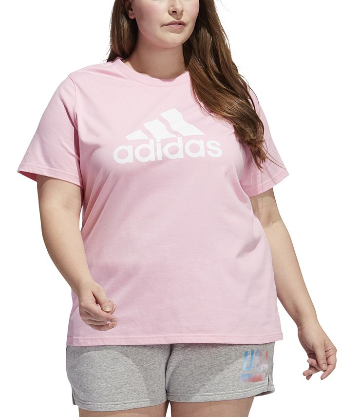 adidas Women's Cotton Logo T-Shirt Pink Size 3X