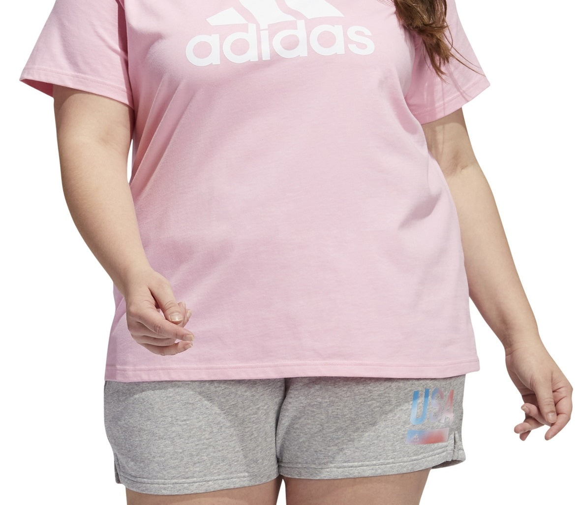 adidas Women's Cotton Logo T-Shirt Pink Size 3X