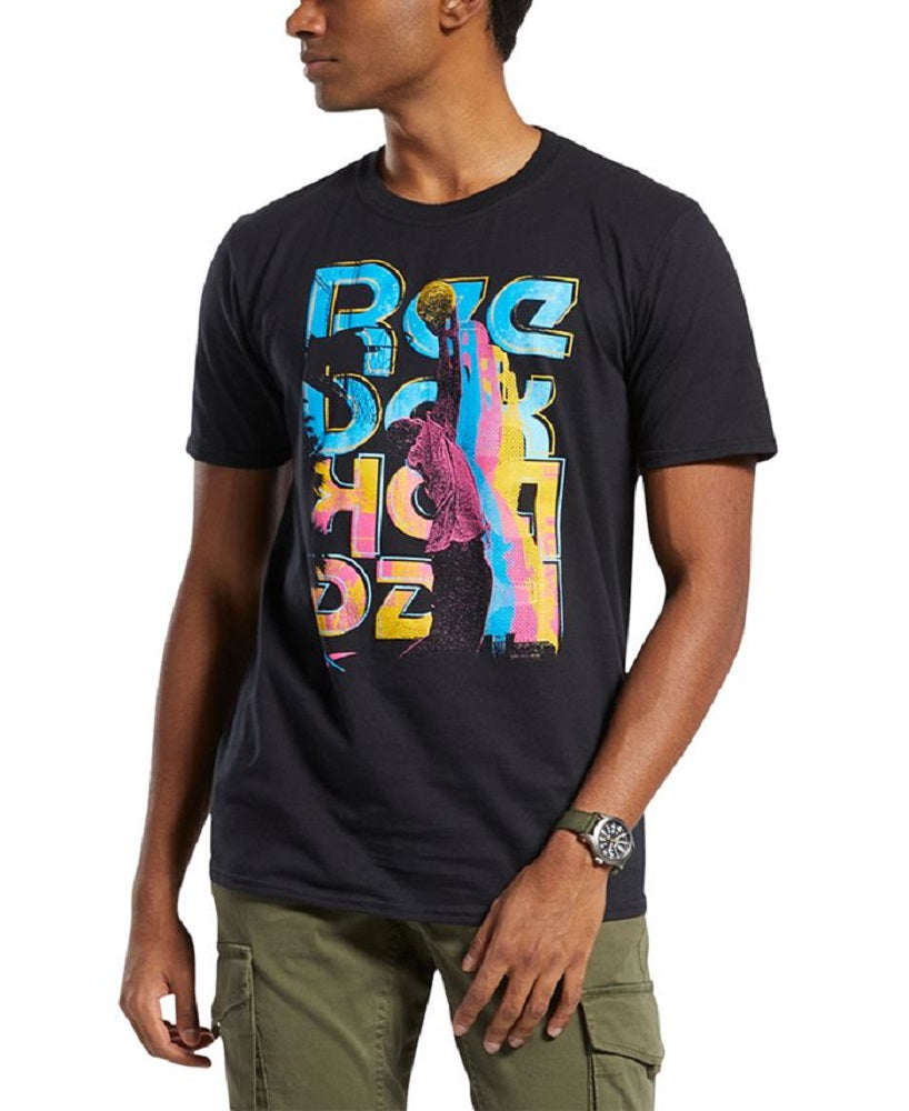 Reebok Men's Basketball Playground Graphic T-Shirt Black Size Small