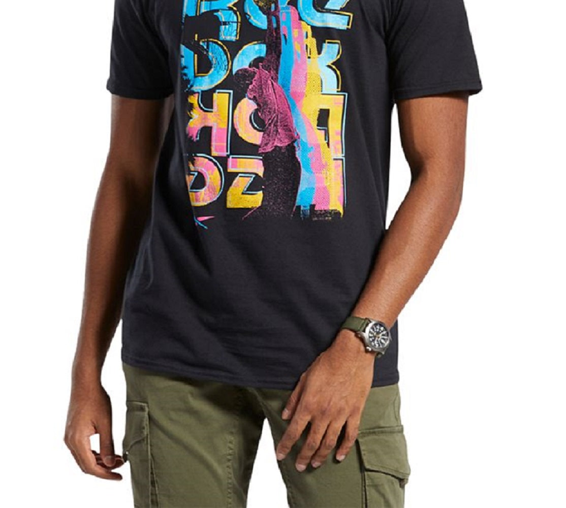 Reebok Men's Basketball Playground Graphic T-Shirt Black Size Small